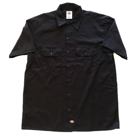 DICKIES short sleeve button down black work shirt - Picture 3 of 6